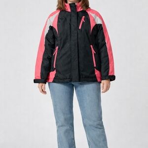 Place Women's Black and Pink Ski Jacket